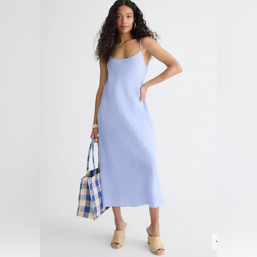 J.Crew Gwyneth slip dress in linen green RETRO JADE 16 NWT - Picture 10 of 10